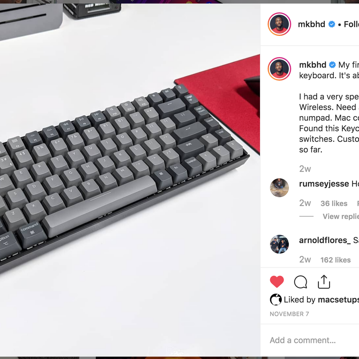 The famous @mkbhd aka Marques Brownlee's first K2 – Keychron