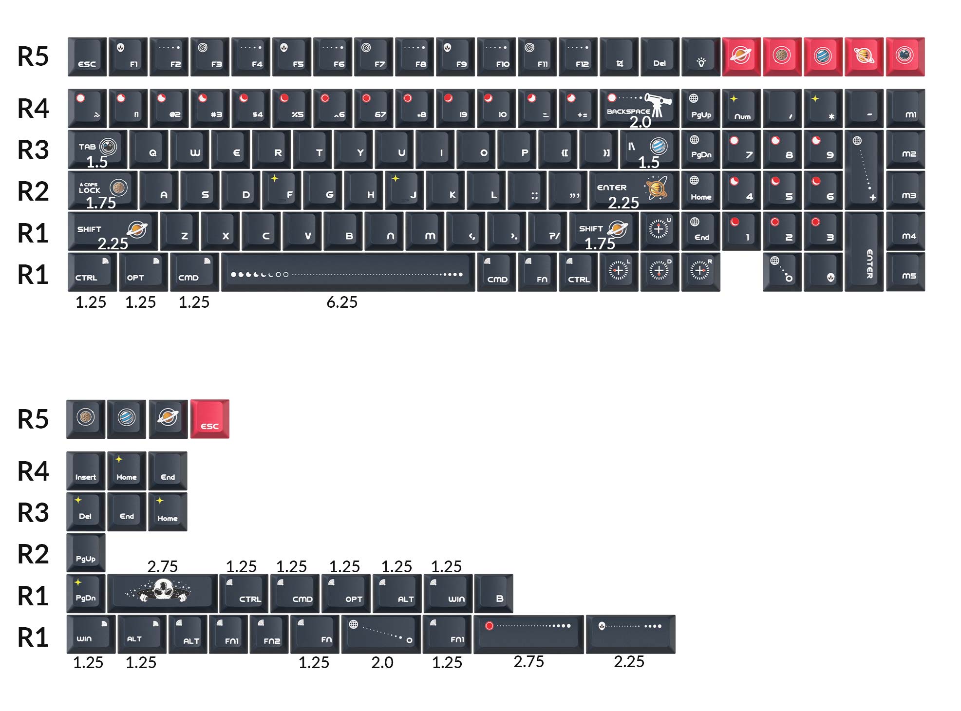 Cosmic Galaxy - Cherry Profile Dye-Sub PBT Full Keycap Set