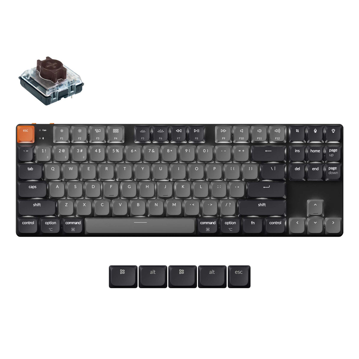 Keychron K1 Version 6 Ultra Slim TKL Layout Wireless Mechanical Keyboard Low Profile Brown Switch WIth White Backlight