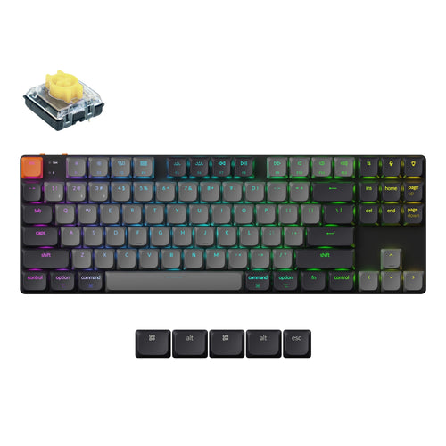 Keychron K1 Version 6 Ultra Slim TKL Layout Wireless Mechanical Keyboard Low Profile Banana Switch WIth White Backlight