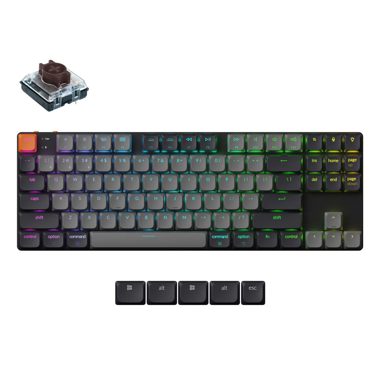 Keychron K1 Version 6 Ultra Slim TKL Layout Wireless Mechanical Keyboard Low Profile Red Switch WIth RGB Backlight