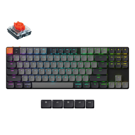 Keychron K1 Version 6 Ultra Slim TKL Layout Wireless Mechanical Keyboard Low Profile Red Switch WIth RGB Backlight