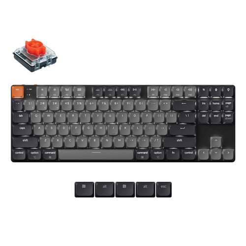 Keychron K1 Version 6 Ultra Slim TKL Layout Wireless Mechanical Keyboard Low Profile Red Switch WIth White Backlight