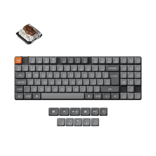 Keychron K13 Max Ultra Slim QMK Wireless Custom Mechanical Keyboard 80% Layout Fully Assembled for Mac Windows Linux Gateron Low Profile Brown ISO UK Layout