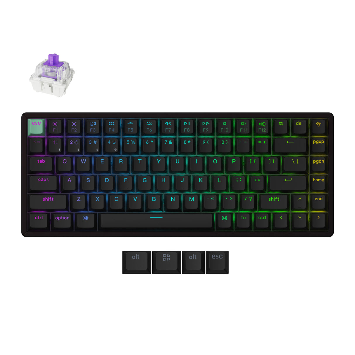 Keychron K2 HE 75 Percent Layout Wireless Magnetic Switch Custom Keyboard Standard Version RGB Backlight Double-Shot PBT Keycaps