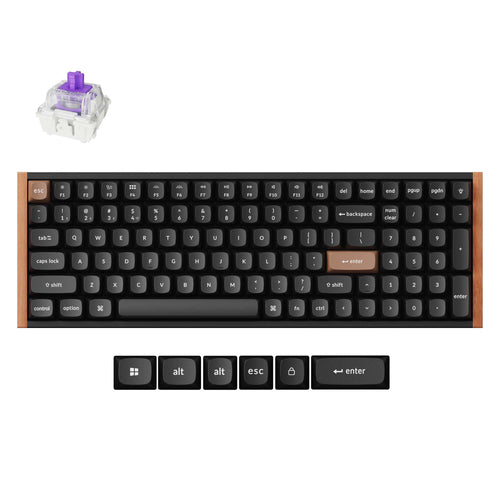 Keychron K4 HE 96 Percent Layout Wireless Magnetic Switch Custom Keyboard Special Edition Wooden Black RGB Backlight Double-Shot PBT Keycaps