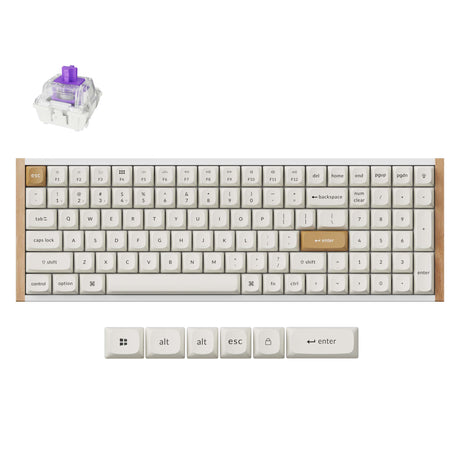 Keychron K4 HE 96 Percent Layout Wireless Magnetic Switch Custom Keyboard Special Edition Wooden White RGB Backlight Double-Shot PBT Keycaps