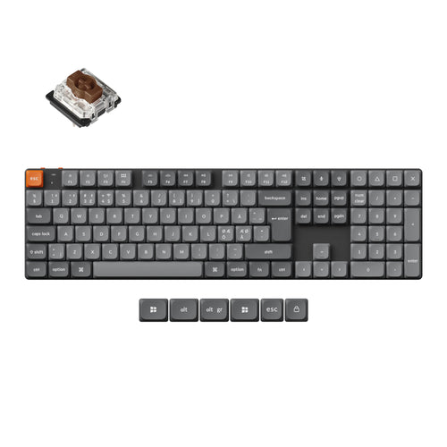 Keychron K5 Max Ultra-Slim QMK Wireless Custom Mechanical Keyboard Full-Size Layout Fully Assembled for Mac Windows Linux Gateron Low Profile Brown ISO Nordic Layout