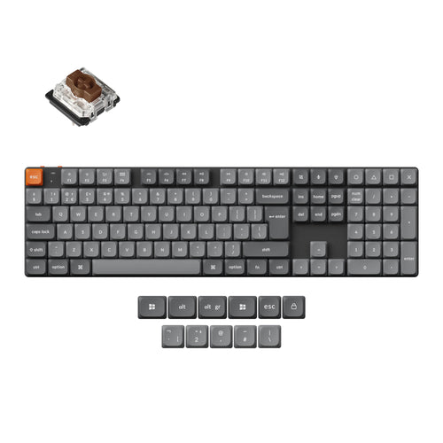 Keychron K5 Max Ultra-Slim QMK Wireless Custom Mechanical Keyboard Full-Size Layout Fully Assembled for Mac Windows Linux Gateron Low Profile Brown ISO UK Layout