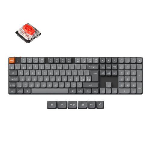 Keychron K5 Max Ultra-Slim QMK Wireless Custom Mechanical Keyboard Full-Size Layout Fully Assembled for Mac Windows Linux Gateron Low Profile Red ISO Swiss Layout