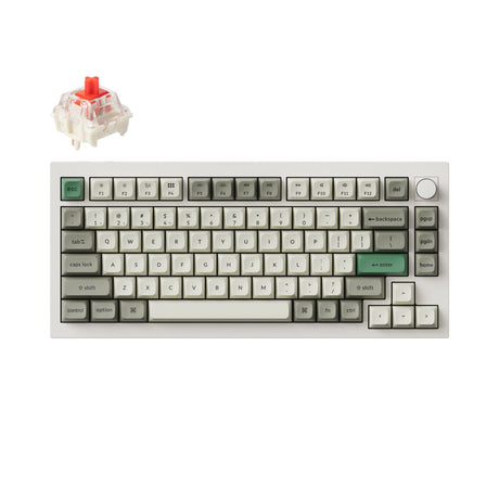 Keychron Q1 Max QMK/VIA Wireless Custom Mechanical Keyboard 75% Layout Aluminum White Fully Assembled Knob for Mac Windows Linux Gateron Jupiter Red