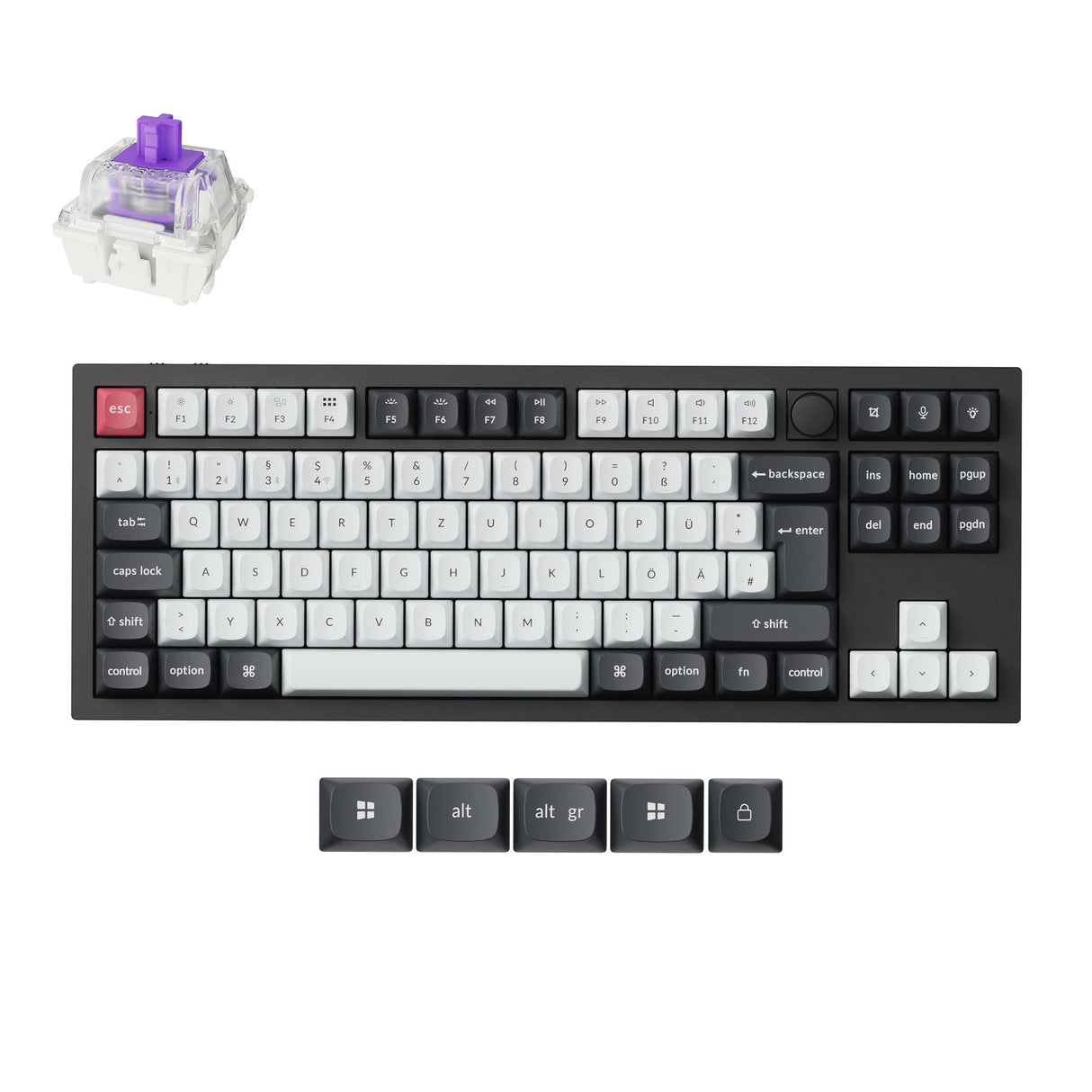 Keychron-Q3-HE-QMK-Wireless-Custom-Keyboard-Full-Aluminum-Carbon-Black-Frame-Double-Rail-Magnetic-Nebula-Switch-DE