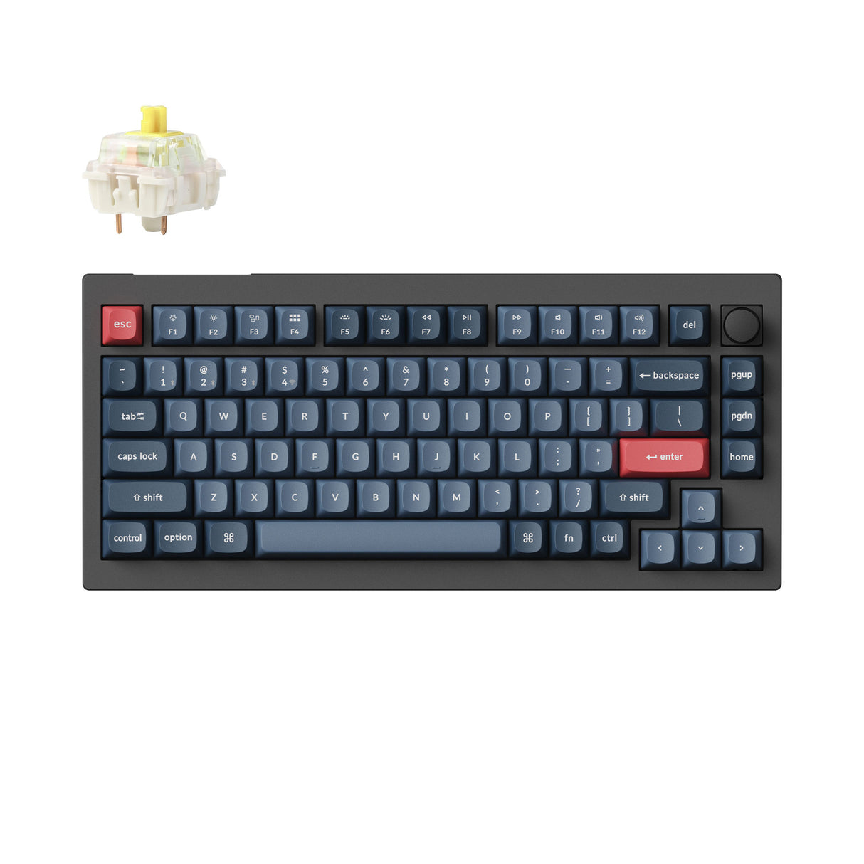 Keychron V1 Max QMK Wireless Custom Mechanical Keyboard 75_ Layout Fully Assembled Knob for Mac Windows Linux Gateron Jupiter Banana