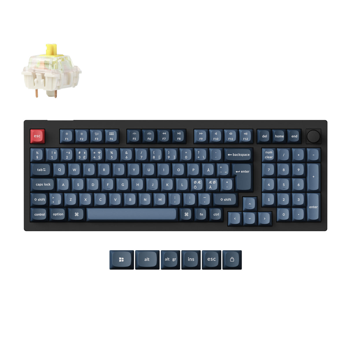 Keychron V5 Max QMK Wireless Custom Mechanical Keyboard 96 Percent Layout Fully Assembled Knob for Mac Windows Linux Gateron Jupiter Banana ISO Nordic Layout