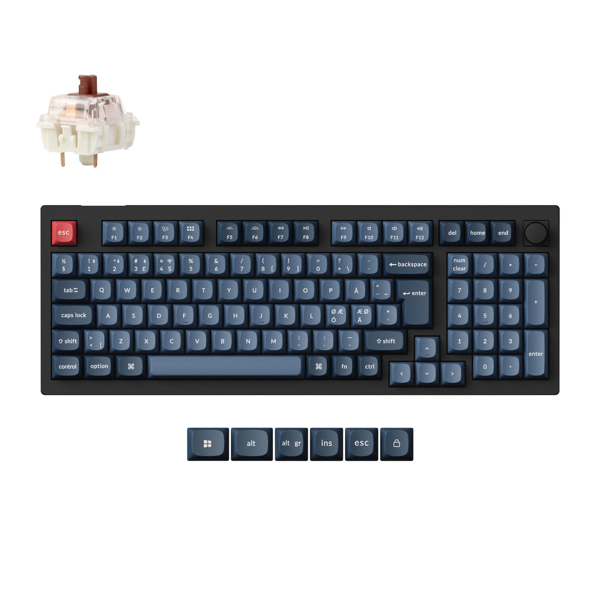 Keychron V5 Max QMK Wireless Custom Mechanical Keyboard 96 Percent Layout Fully Assembled Knob for Mac Windows Linux Gateron Jupiter Brown ISO Nordic Layout