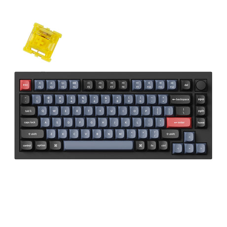 Keychron Q1 QMK Custom Mechanical Keyboard Black Knob Version Gateron Phantom Yellow Switch