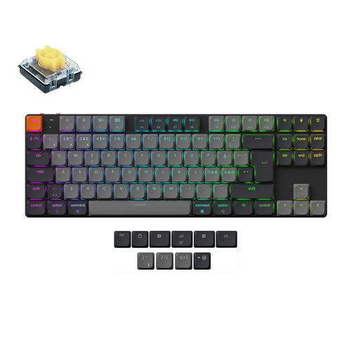 Keychron K1 Version 6 Ultra Slim Wireless Mechanical Keyboard Nordic-ISO Low Profile Yellow Switch