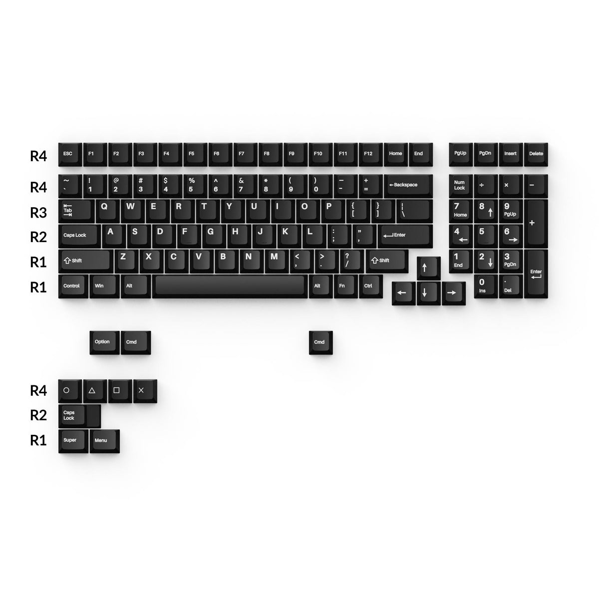 Cherry Profile Double - Shot PBT Full Set Keycaps - Grey, White, and B –  Keychron
