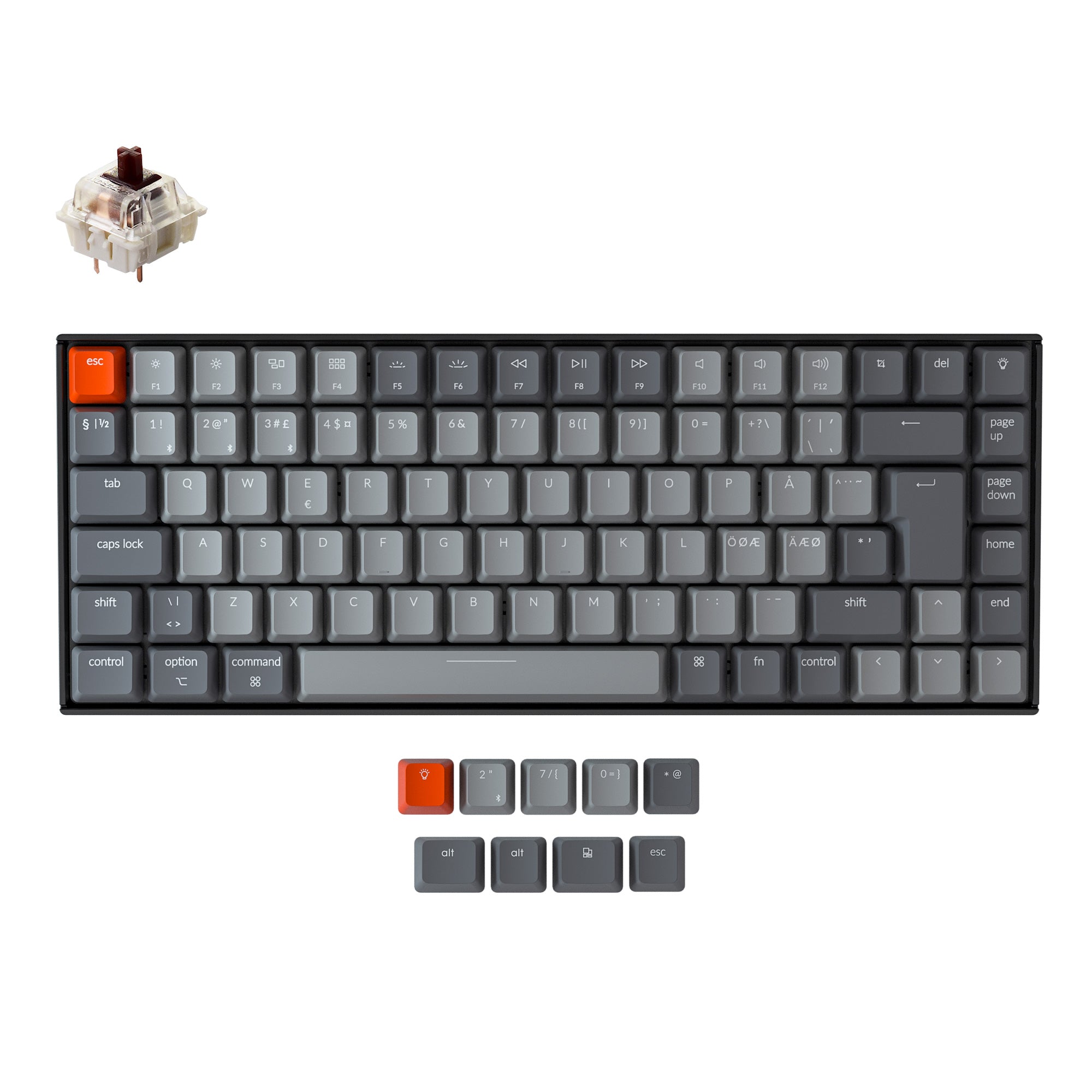 Keychron K2 Wireless Mechanical Keyboard (Nordic ISO Layout 