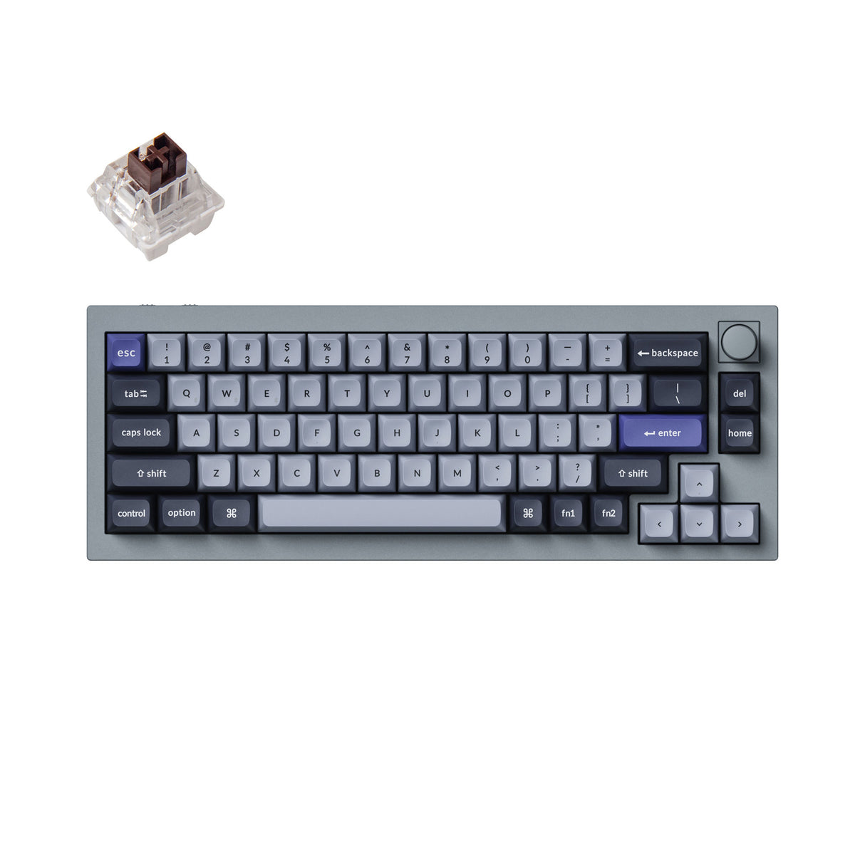 Keychron Q2 Pro Mechanical Keyboard - Aluminum RGB Hot-Swappable 60%, Silver Grey / K-Pro Brown